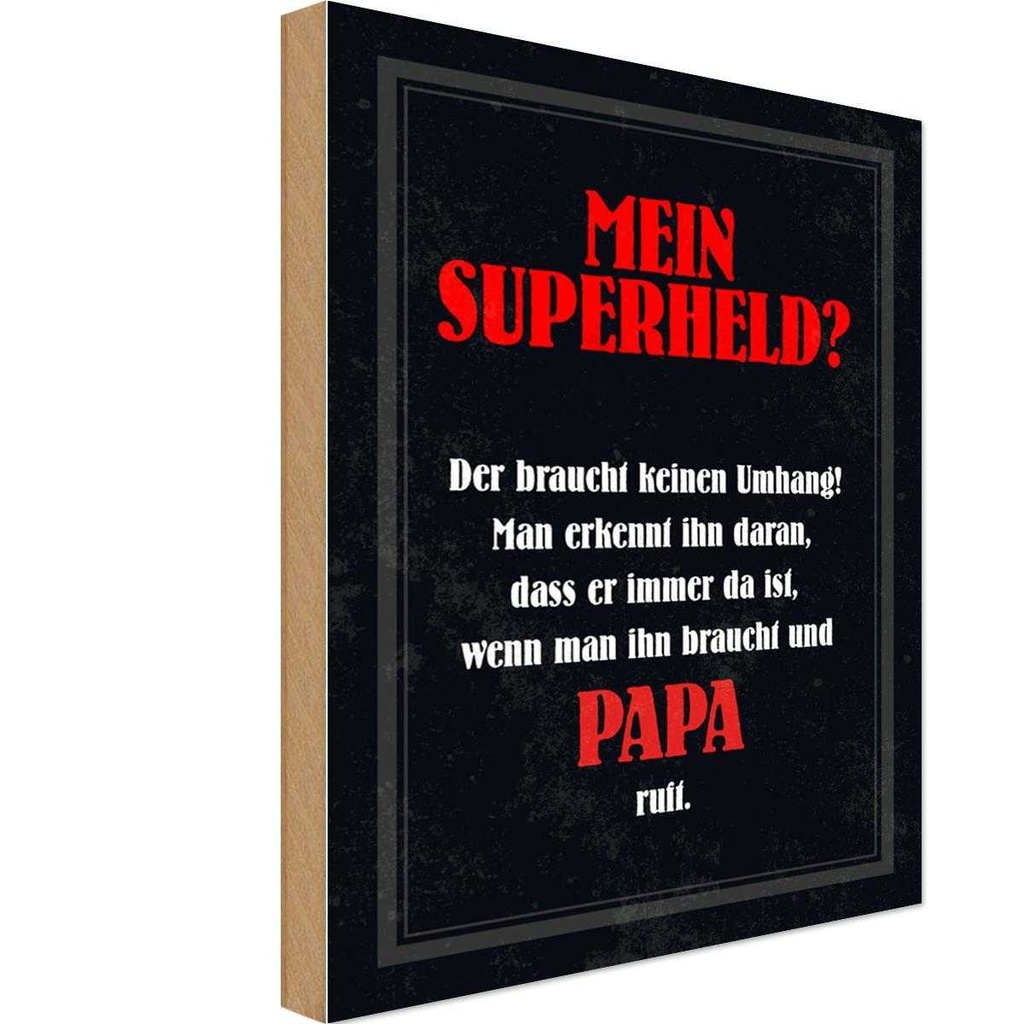 Holzschild 18x12 cm mein Superheld Papa Familie Freunde