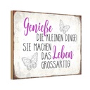 Holzschild 12x18 cm genieße kleine dinge das Leben Dekoration