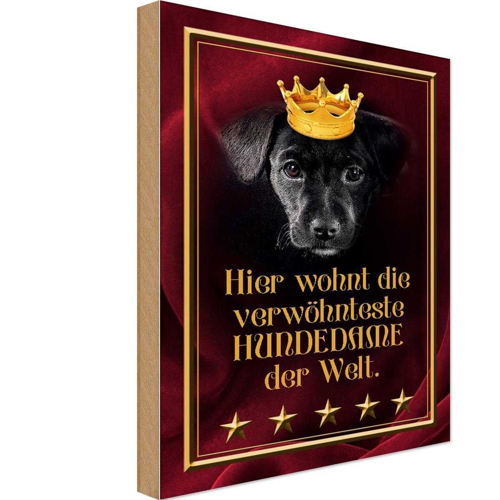 Holzschild 18x12 cm hier wohnt Hundedame der Welt Tier Haustier