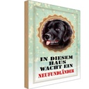 Holzschild 18x12 cm Hund diesem Haus wacht Neufundländer Tier Haustier