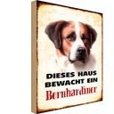 Holzschild 18x12 cm Hund dieses Haus bewacht Bernhardiner Tier Haustier