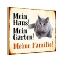 Holzschild 12x18 cm Tiere Katze mein Haus Garten Familie Tier Haustier