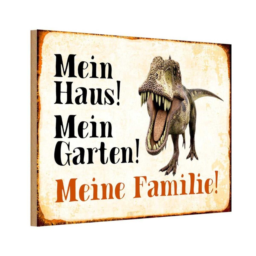 Holzschild 12x18 cm Reptilien Dinosaurier mein Haus Garten Geschenk
