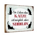 Holzschild 12x18 cm Leben ohne Katze sinnlos Tier Haustier