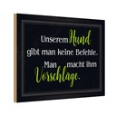 Holzschild 12x18 cm Hund keine Befehle Vorschläge Tier Haustier