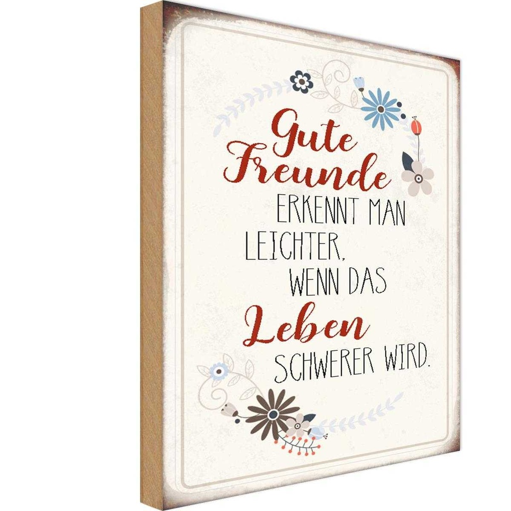 Holzschild 18x12 cm gute Freunde erkennt Geschenk