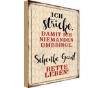 Holzschild 18x12 cm ich stricke niemanden umbringe Dekoration