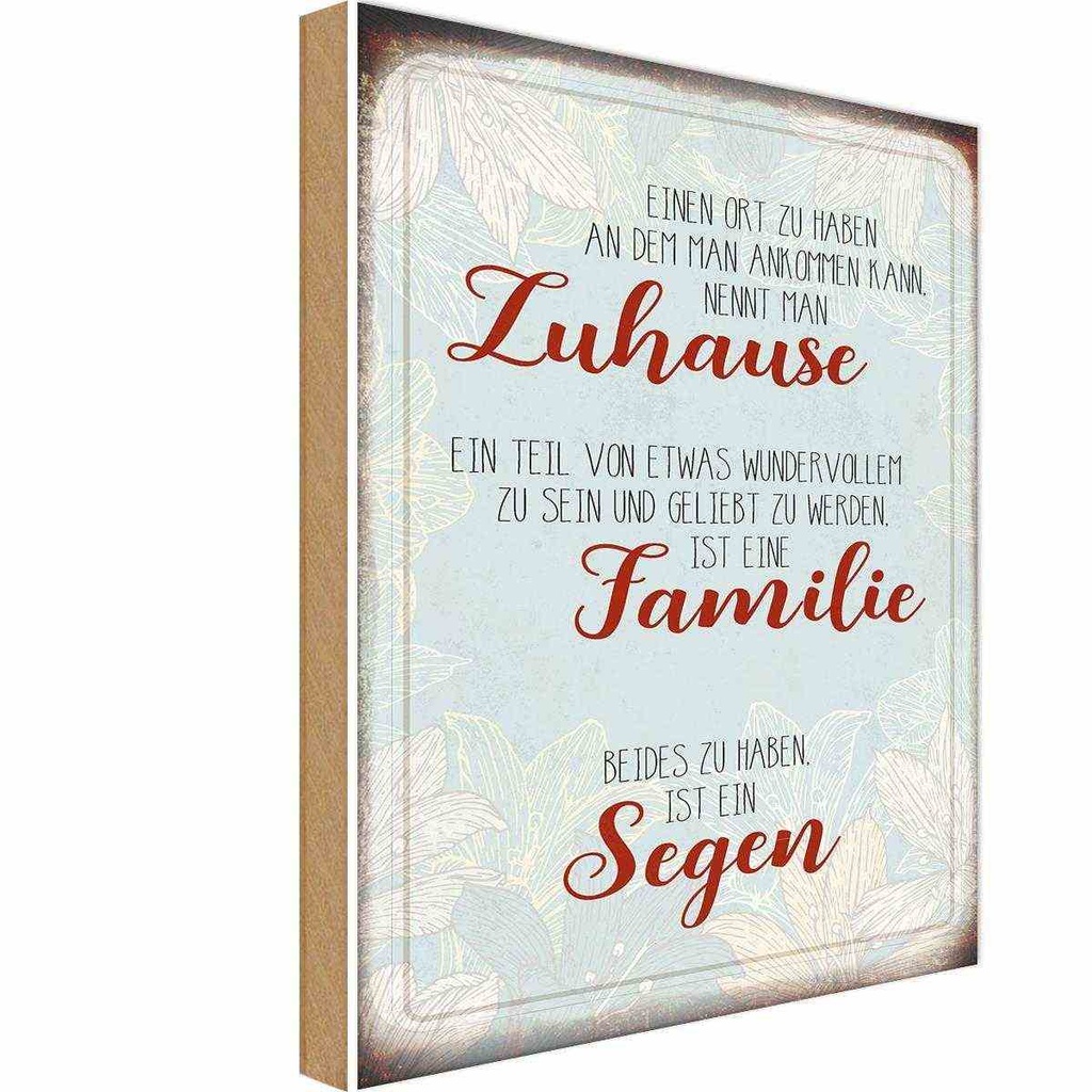 Holzschild 18x12 cm Zuhause Familie Segen Spruch Zitat
