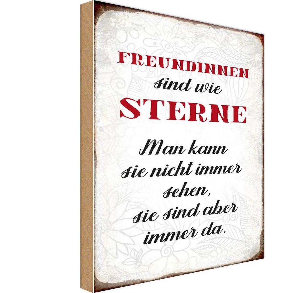 Holzschild 18x12 cm Freundinnen sind wie Sterne Dekoration