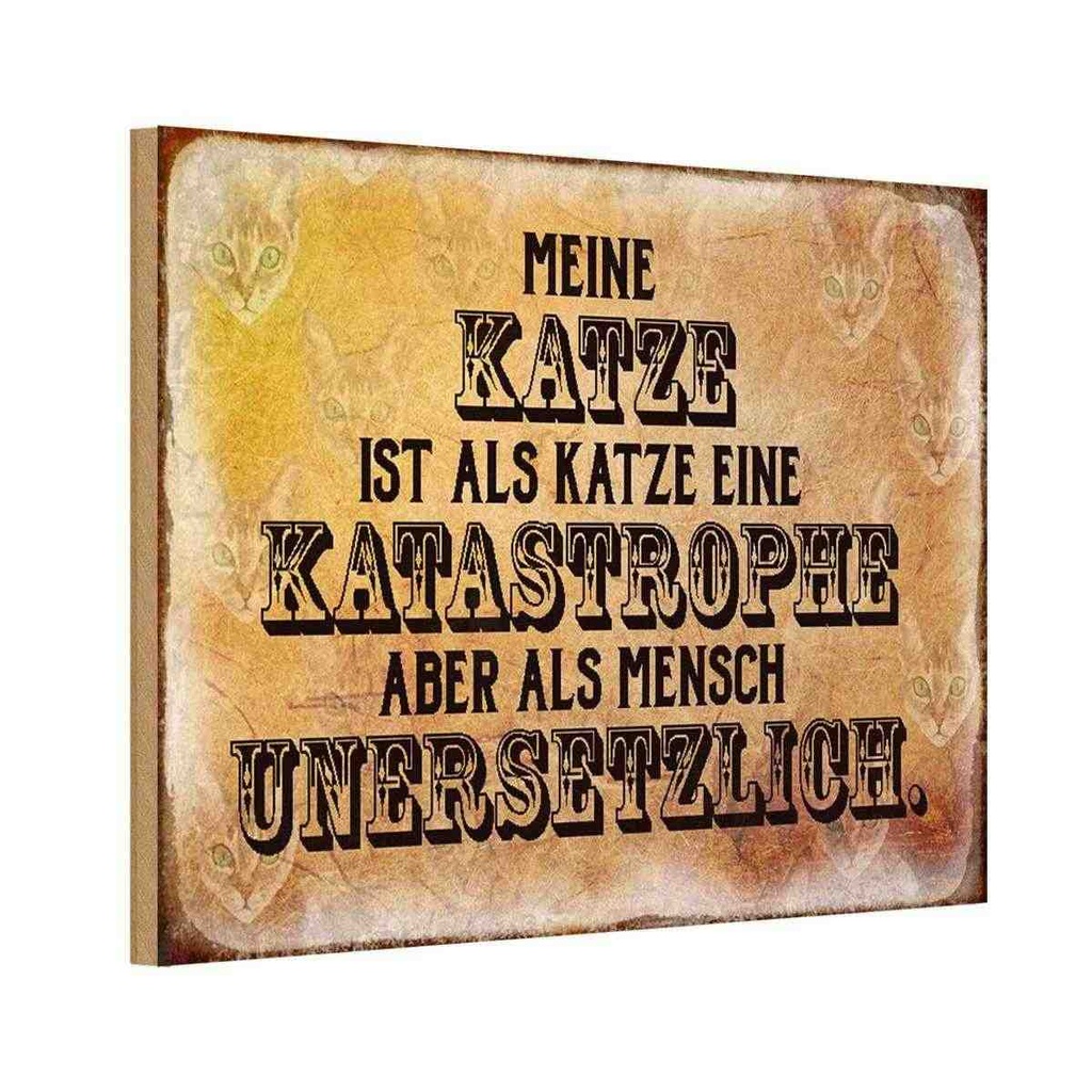 Holzschild 12x18 cm meine Katze ist eine Katastrophe Tier Haustier