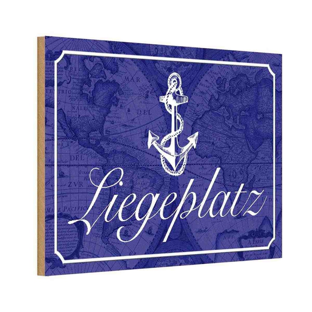 Holzschild 12x18 cm Liegeplatz Anker Segel Boot Warnschild Hinweisschild