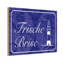 Holzschild 12x18 cm Frische Brise Meer Leuchtturm Dekoration