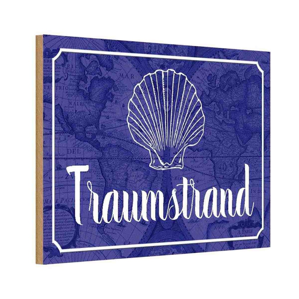 Holzschild 12x18 cm Traumstrand Meer Urlaub Dekoration