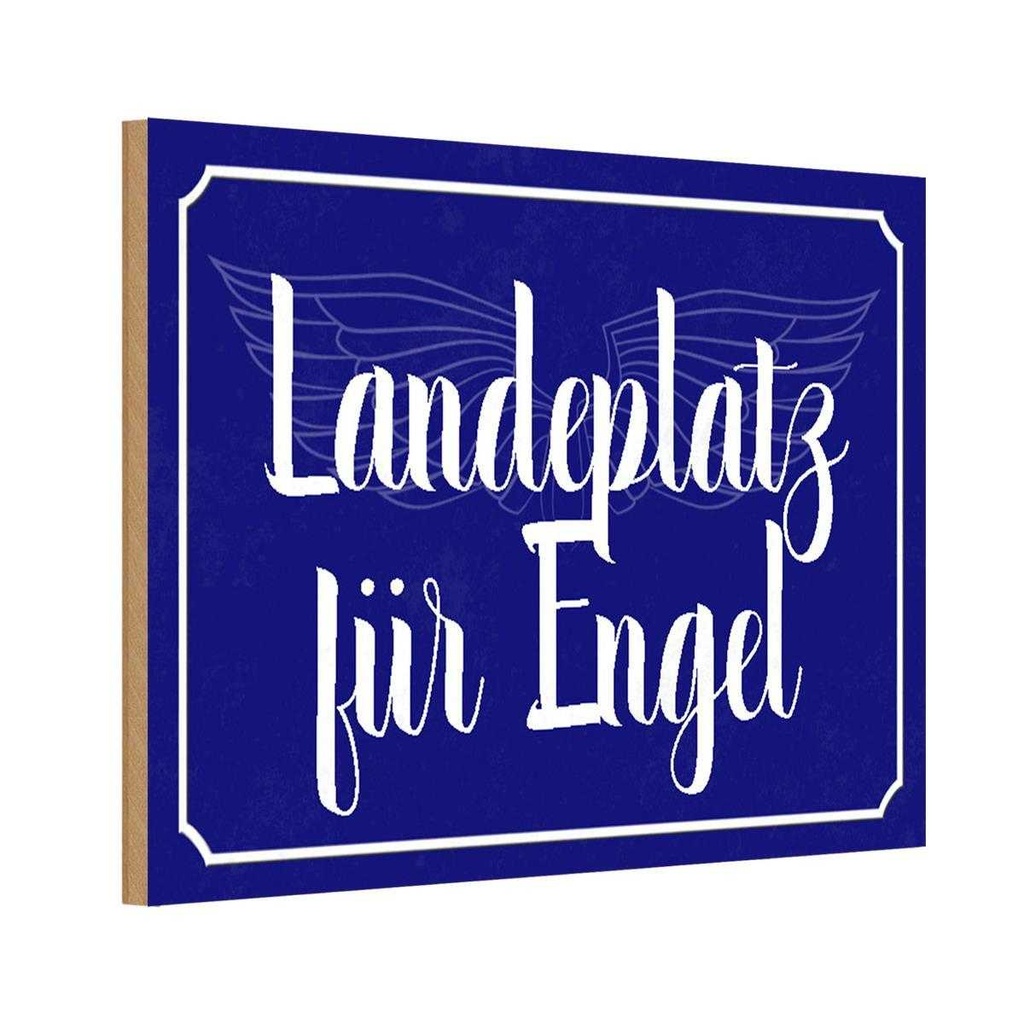Holzschild 12x18 cm Landeplatz für Engel Geschenk