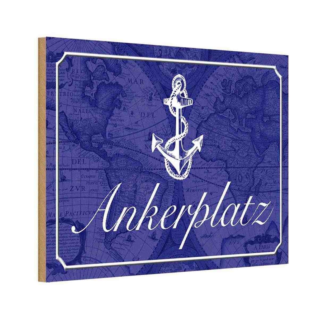 Holzschild 12x18 cm Ankerplatz Anker Segel Boot Warnschild Hinweisschild