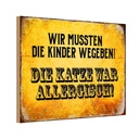 Holzschild 12x18 cm Kinder wegeben Katze allergisch Tier Haustier