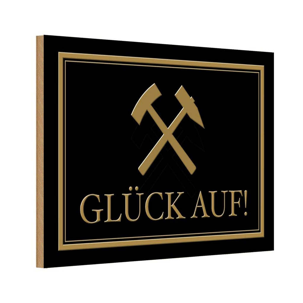 Holzschild 12x18 cm Glück auf Hammer Bergbau Dekoration