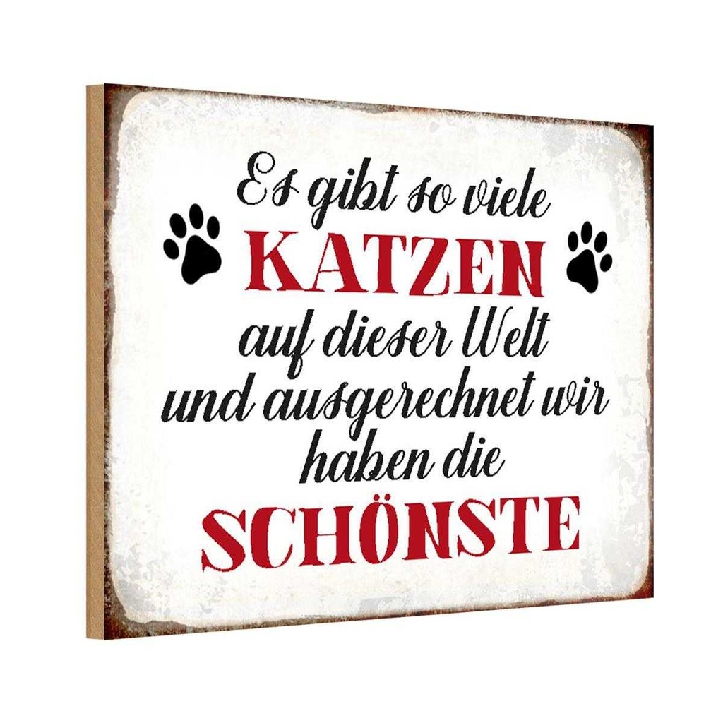 Holzschild 12x18 cm wir haben die schönste Katze Tier Haustier