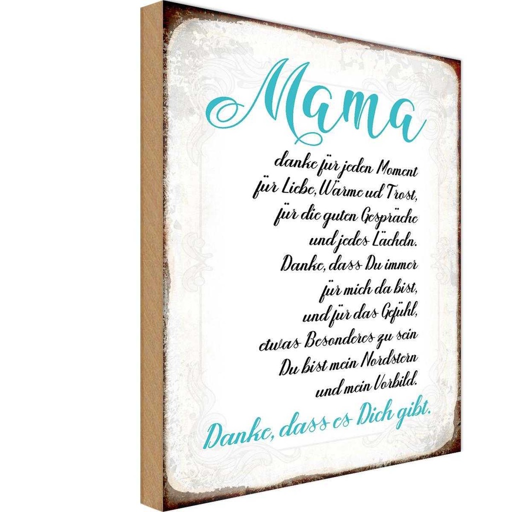 Holzschild 18x12 cm Mama Danke dass es Dich gibt Familie Freunde