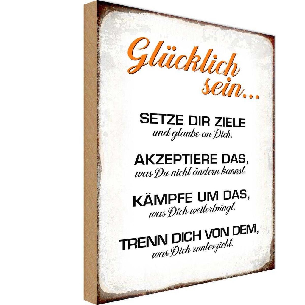 Holzschild 18x12 cm glücklich sein glaube an dich Dekoration