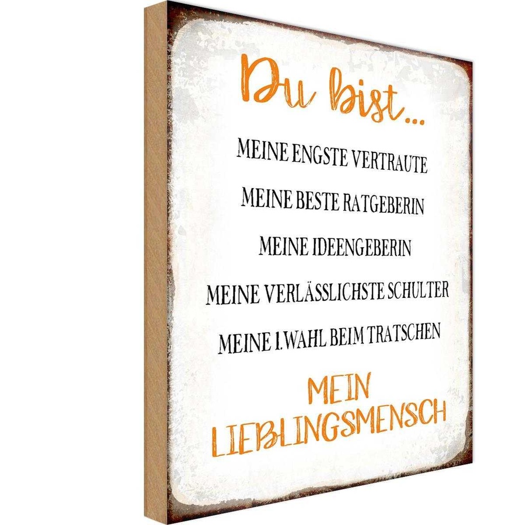 Holzschild 18x12 cm du bist mein Lieblingsmensch Dekoration
