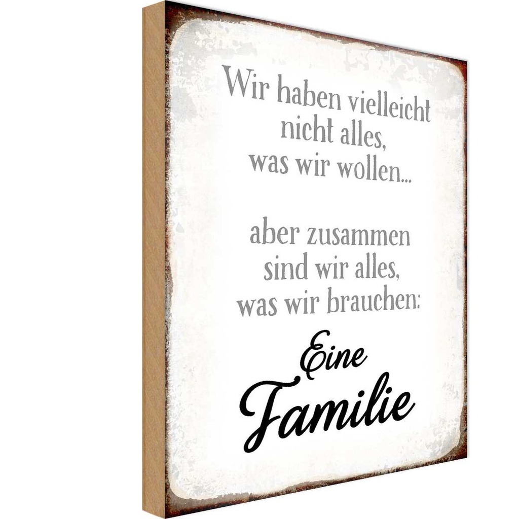 Holzschild 18x12 cm eine Famile zusammen wir alles Familie Freunde