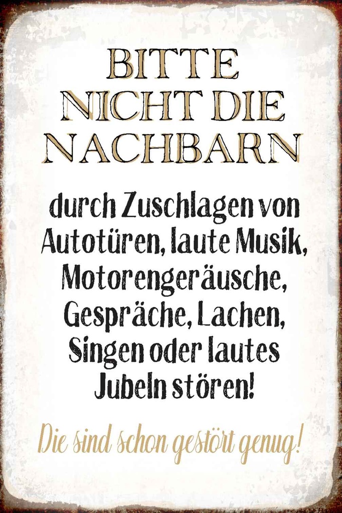 Holzschild 18x12 cm bitte nicht die Nachbarn stören