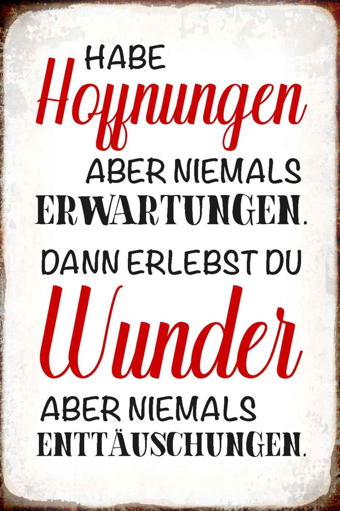 Holzschild 18x12 cm habe Hoffnung Erwartungen Wunder Spruch Zitat