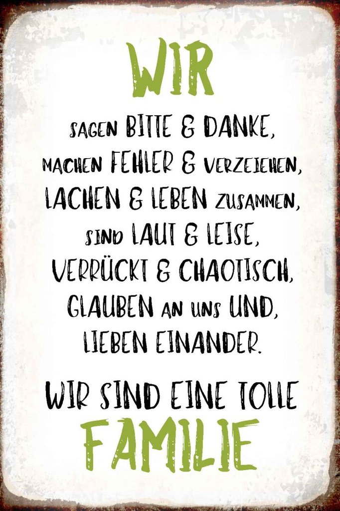 Holzschild 18x12 cm wir sind eine tolle Familie Dekoration