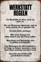 Holzschild 18x12 cm Werkstatt Regeln Werkzeug Auto Garage