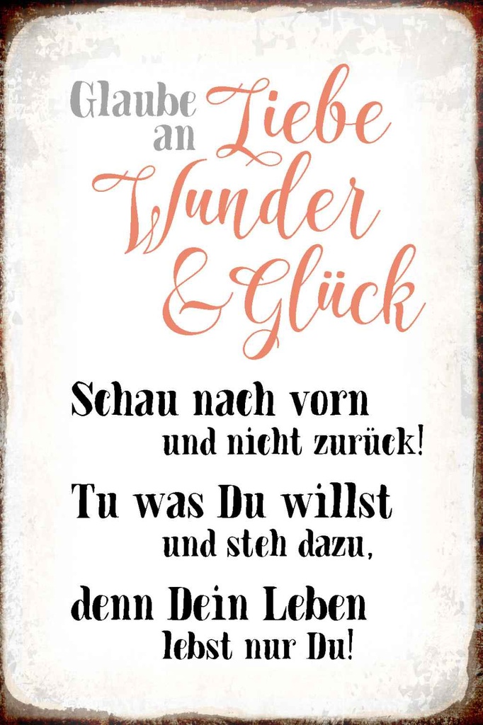 Holzschild 18x12 cm glaube an Liebe Wunder Glück Dekoration
