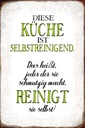 Holzschild 18x12 cm diese Küche ist selbstreinigend Spruch Zitat