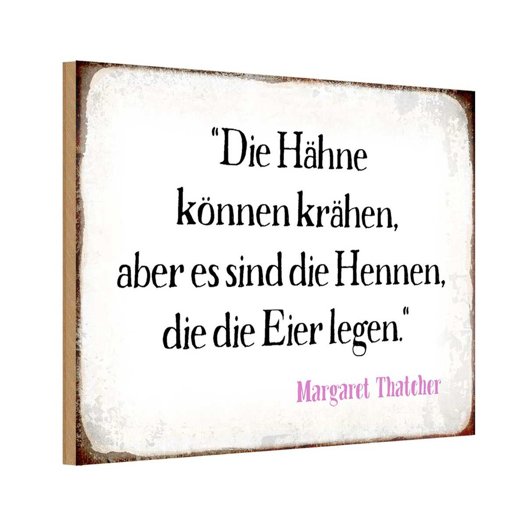 Holzschild 12x18 cm Hähne können krähen aber es sind Spruch Zitat