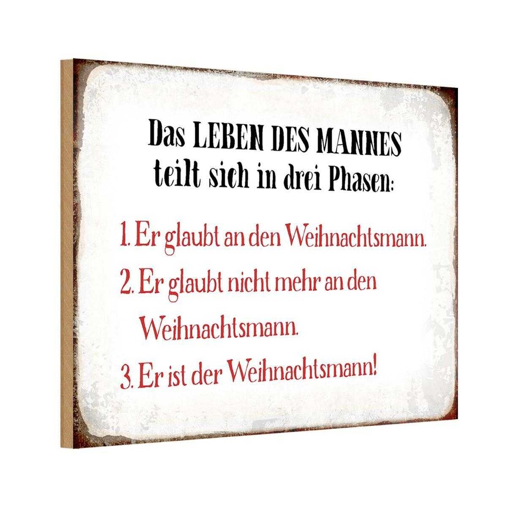 Holzschild 12x18 cm das Leben des Mannes 3 Phasen Männer Frauen
