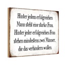 Holzschild 12x18 cm hinter jedem Mann steht Frau Männer Frauen