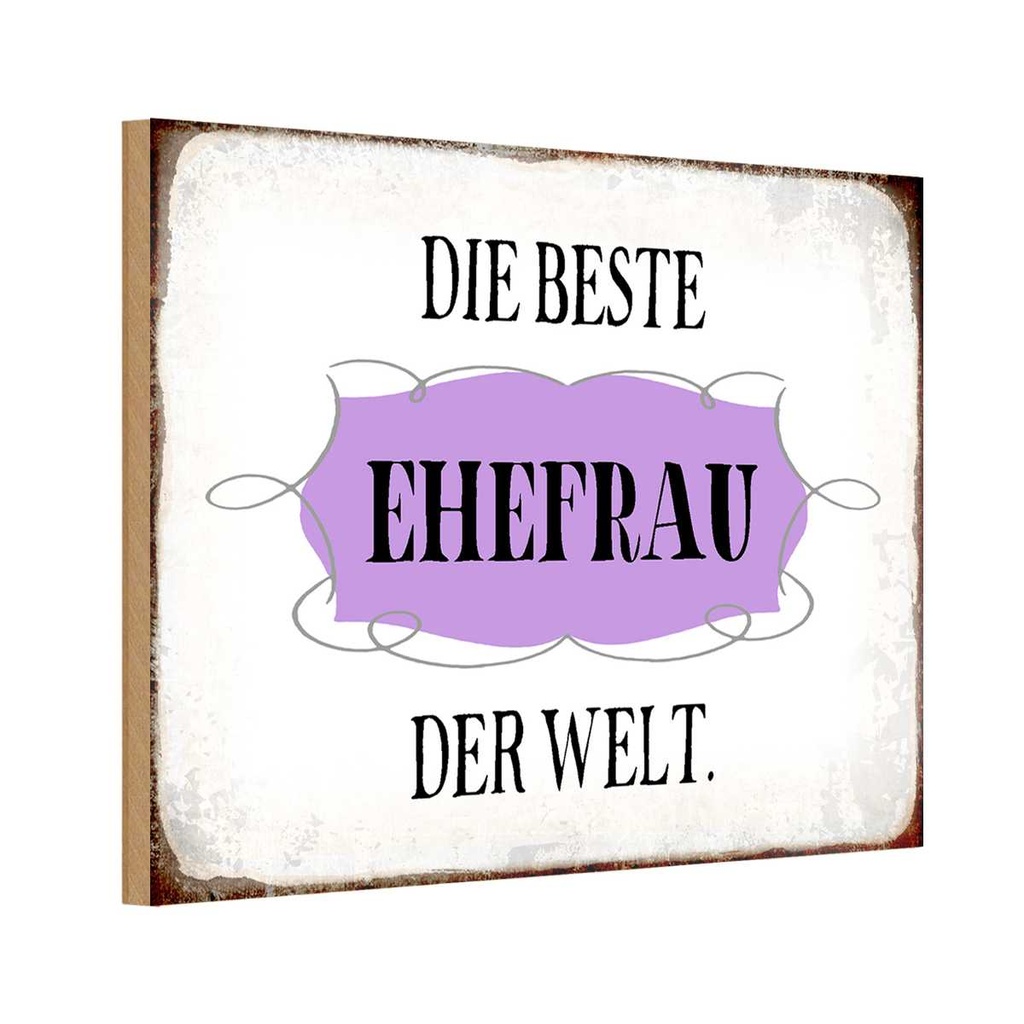 Holzschild 12x18 cm die beste Ehefrau der Welt Spruch Zitat