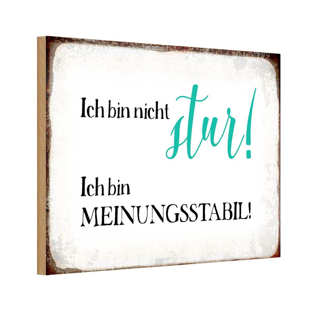 Holzschild 12x18 cm bin nicht stur meinungsstabil Dekoration