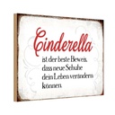 Holzschild 12x18 cm Cinderella beste Beweis Schuhe Spruch Zitat