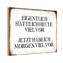 Holzschild 12x18 cm eigentlich hatte heute viel vor Spruch Zitat