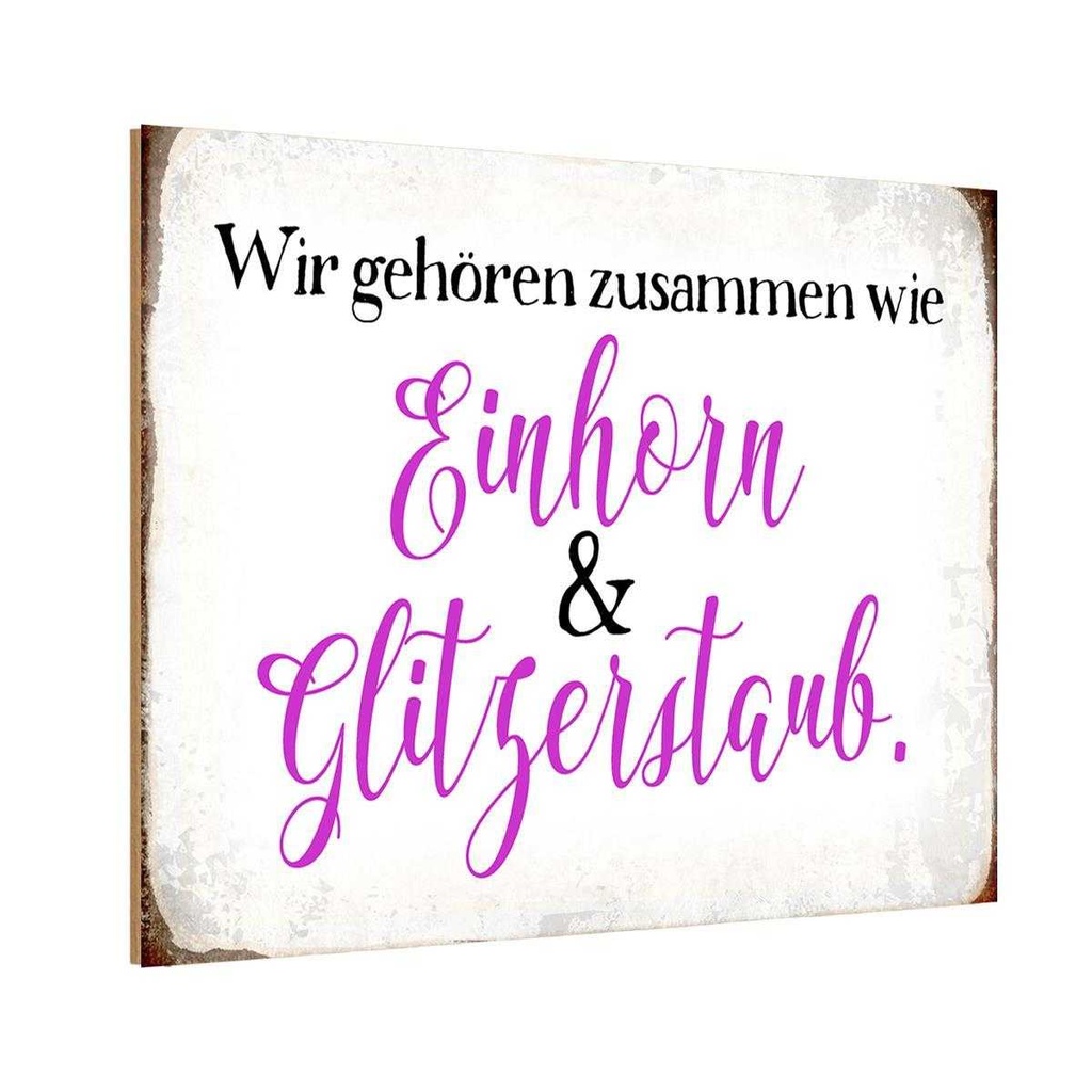 Holzschild 12x18 cm Einhorn und Glitzerstaub Dekoration