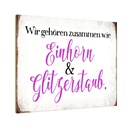 Holzschild 12x18 cm Einhorn und Glitzerstaub Dekoration