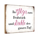 Holzschild 12x18 cm iss Glitzer zum Frühstück Dekoration