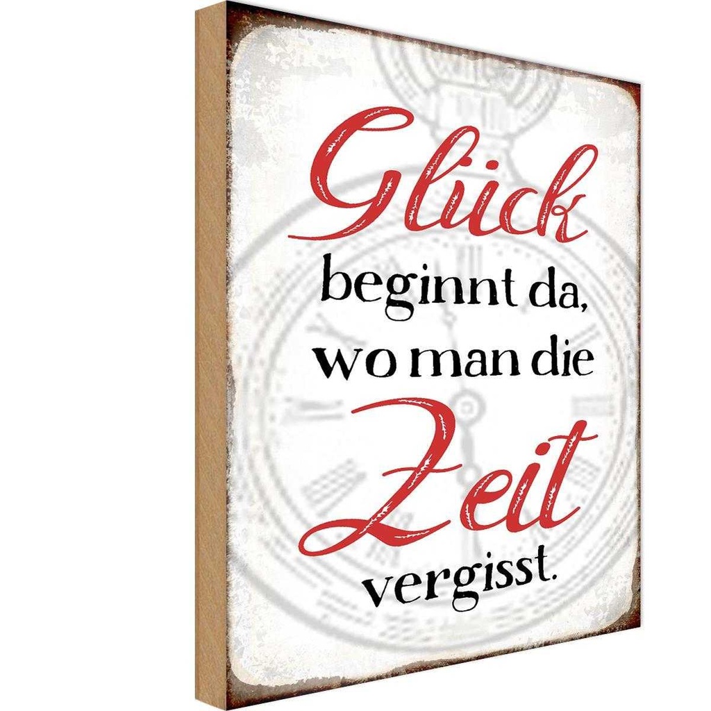 Holzschild 18x12 cm Glück da wo man Zeit vergisst Dekoration