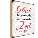 Holzschild 18x12 cm Glück da wo man Zeit vergisst Dekoration
