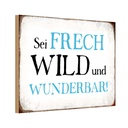 Holzschild 12x18 cm sei frech wild wunderbar Dekoration