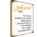 Holzschild 18x12 cm Zuhause ist wo Träume Lächeln Geschenk