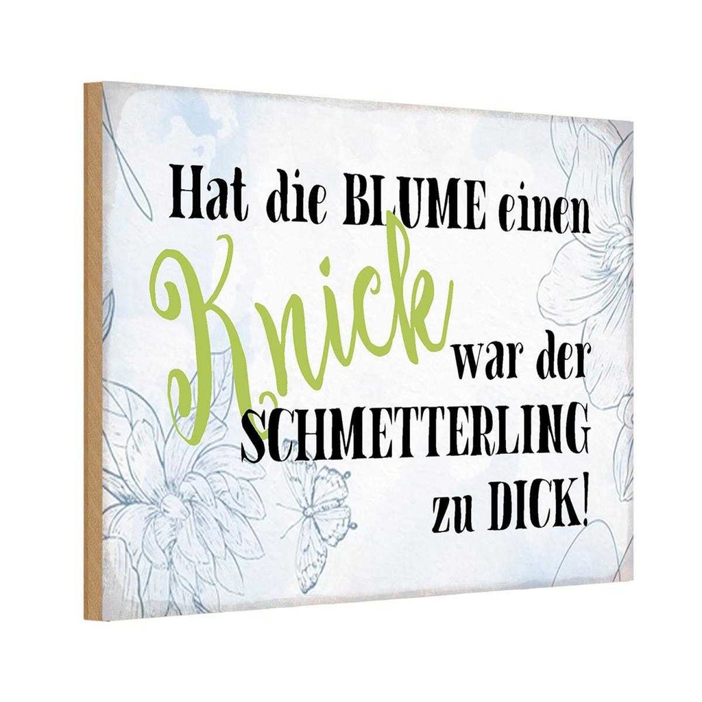 Holzschild 12x18 cm hat Blume Knick Schmetterling Dekoration