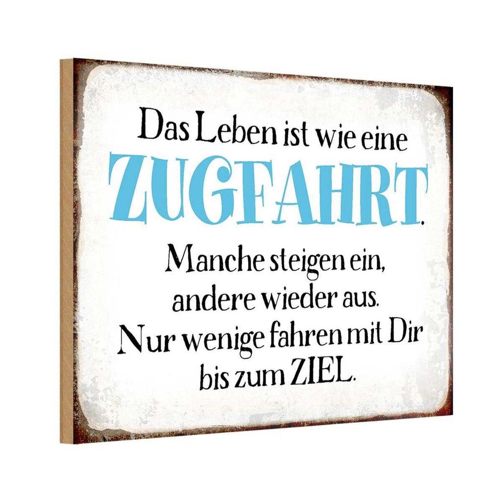 Holzschild 12x18 cm Leben ist wie eine Zugfahrt Spruch Zitat