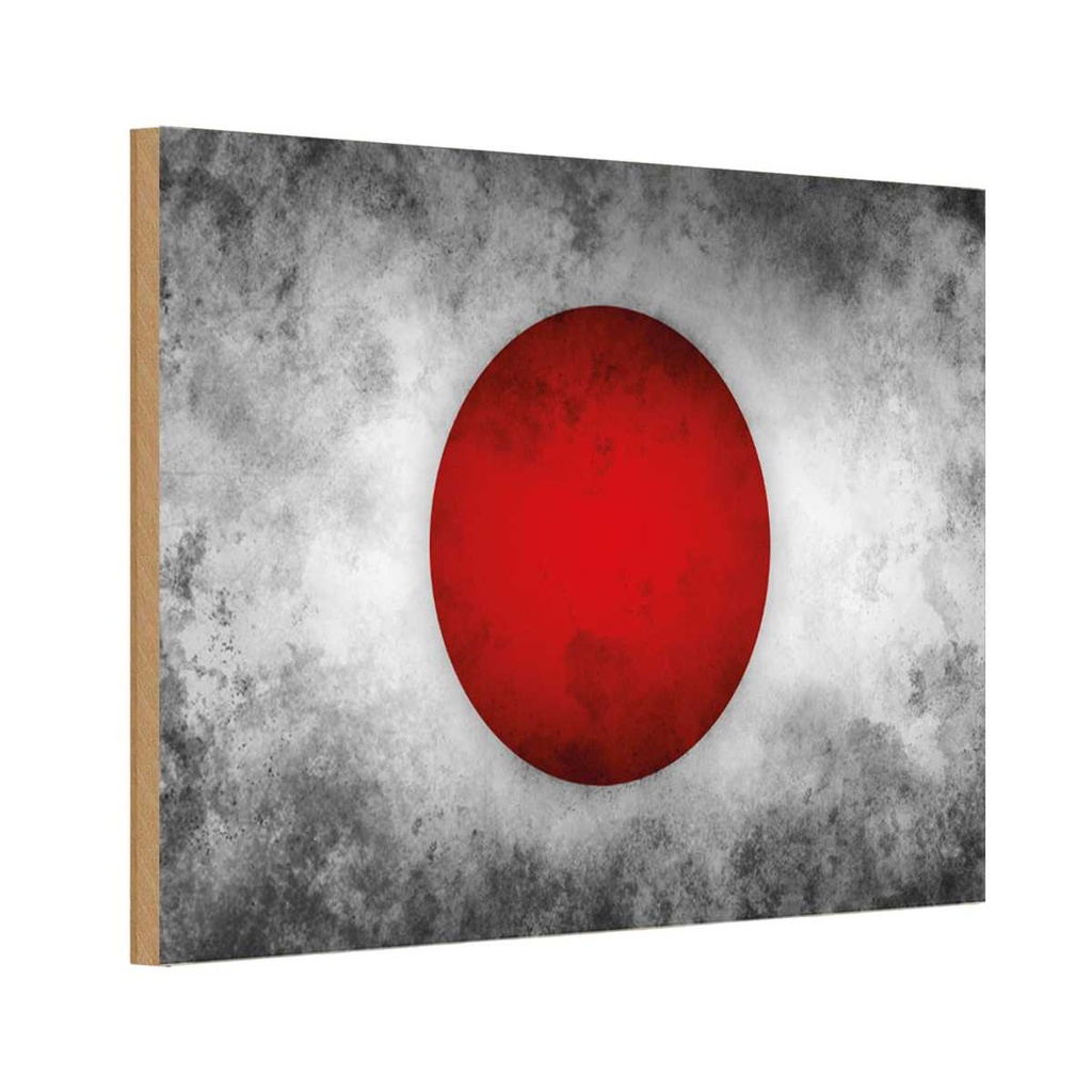 Holzschild 12x18 cm Japan Fahne Flagge Wappen
