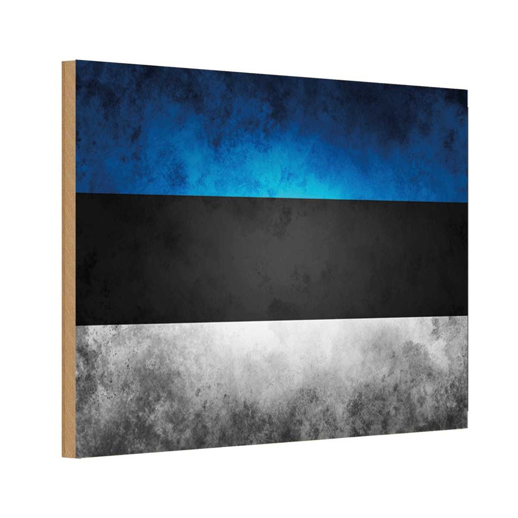 Holzschild 12x18 cm Estland Fahne Flagge Wappen